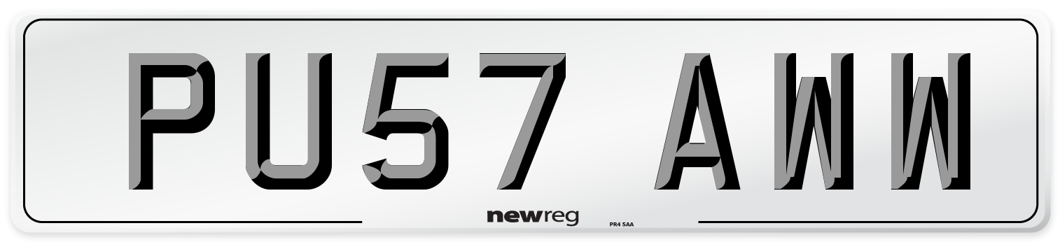 PU57 AWW Number Plate from New Reg